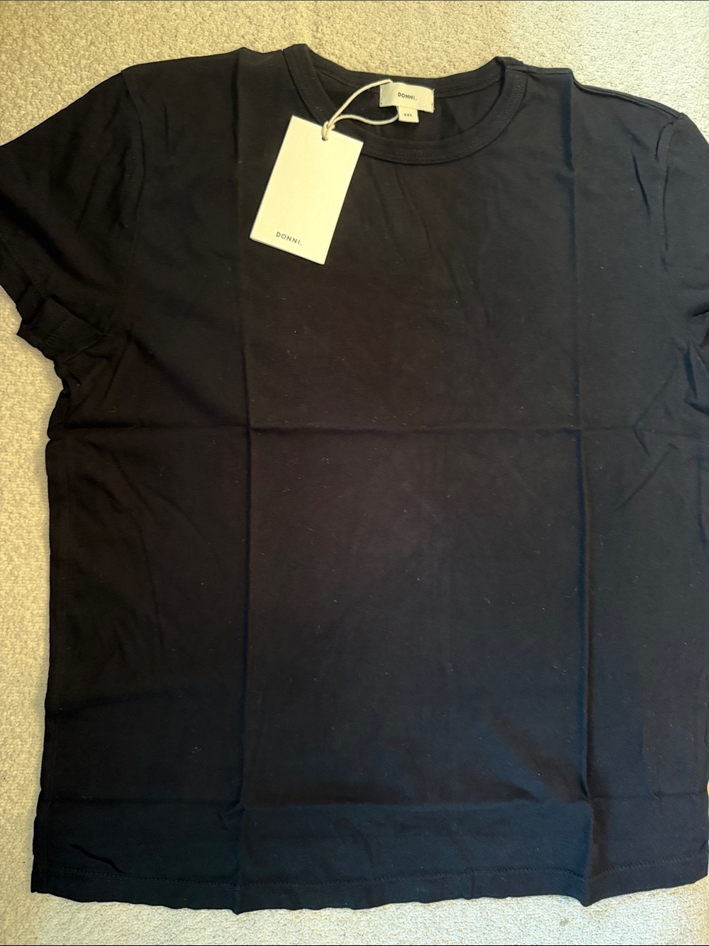 DONNI. Black Crewneck Short Sleeve Tee